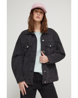 Abercrombie & Fitch kurtka jeansowa damska kolor czarny przejściowa oversize