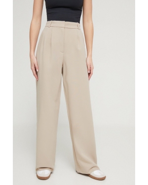 Abercrombie & Fitch spodnie damskie kolor beżowy szerokie high waist