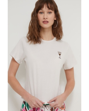 Abercrombie & Fitch t-shirt bawełniany damski kolor beżowy