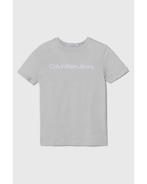 Calvin Klein Jeans t-shirt bawełniany dziecięcy kolor szary z nadrukiem