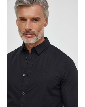 Calvin Klein Jeans koszula męska kolor czarny slim z kołnierzykiem klasycznym