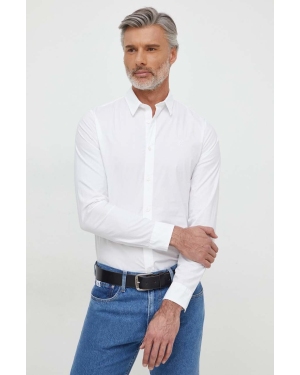 Calvin Klein Jeans koszula męska kolor beżowy slim z kołnierzykiem klasycznym