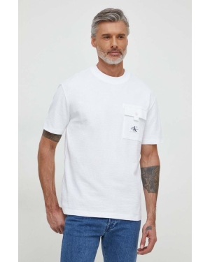 Calvin Klein Jeans t-shirt męski kolor biały z aplikacją