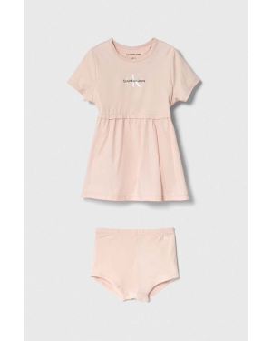 Calvin Klein Jeans sukienka niemowlęca kolor różowy mini prosta
