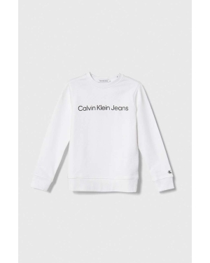 Calvin Klein Jeans bluza bawełniana dziecięca kolor biały z nadrukiem