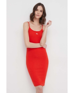 Calvin Klein Jeans sukienka kolor czerwony mini dopasowana