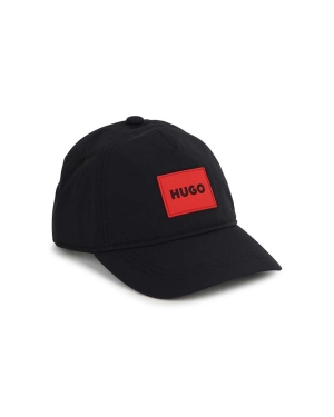 HUGO czapka z daszkiem dziecięca kolor czarny z aplikacją