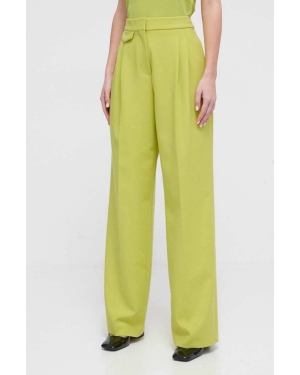 HUGO spodnie damskie kolor zielony proste high waist
