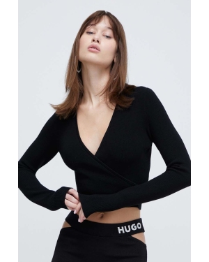 HUGO bluzka damska kolor czarny gładka 50507963
