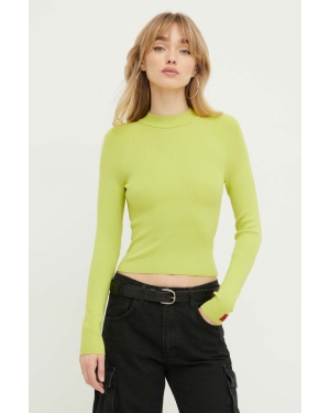 HUGO sweter damski kolor zielony lekki