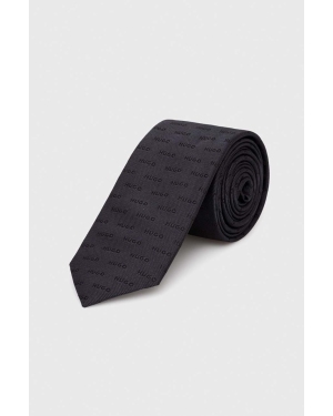 HUGO krawat jedwabny kolor czarny 50494277