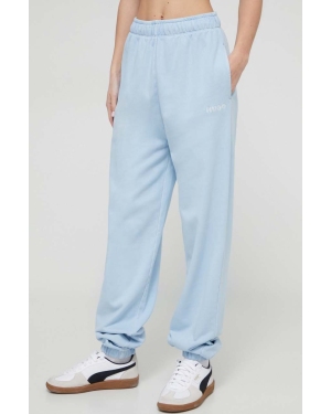 HUGO spodnie dresowe bawełniane kolor niebieski gładkie 50512023
