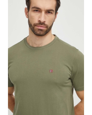Napapijri t-shirt bawełniany Salis męski kolor zielony gładki NP0A4H8DGAE1