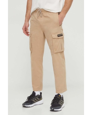 Napapijri spodnie bawełniane M-Faber kolor beżowy proste high waist NP0A4HOBN1E1