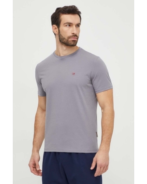 Napapijri t-shirt bawełniany Salis męski kolor szary gładki NP0A4H8DH581