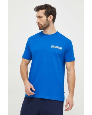 Napapijri t-shirt bawełniany S-Kotcho męski kolor niebieski z nadrukiem NP0A4HTVB2L1