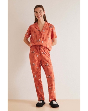 women'secret piżama bawełniana Snoopy kolor pomarańczowy bawełniana 3137606