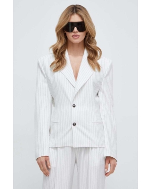 Versace Jeans Couture marynarka kolor biały jednorzędowa wzorzysta 76HAQ700 N0335