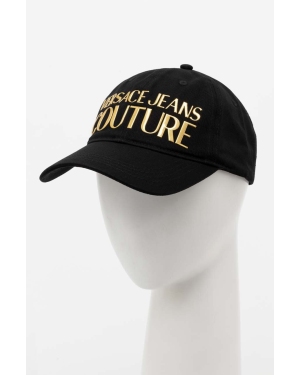 Versace Jeans Couture czapka z daszkiem bawełniana kolor czarny z aplikacją 76HAZK32 ZG207