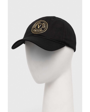 Versace Jeans Couture czapka z daszkiem bawełniana kolor czarny z aplikacją 76HAZK26 ZG205