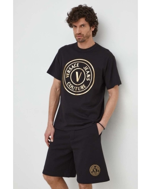 Versace Jeans Couture t-shirt bawełniany męski kolor czarny z nadrukiem 76GAHT04 CJ00T