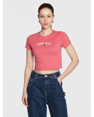 Tommy Jeans T-Shirt Essential Logo DW0DW14910 Różowy Cropped Fit
