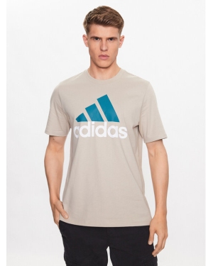 adidas T-Shirt Essentials Single Jersey Big Logo T-Shirt IJ8575 Beżowy Regular Fit