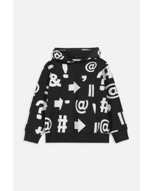 Coccodrillo bluza bawełniana dziecięca kolor czarny z kapturem wzorzysta