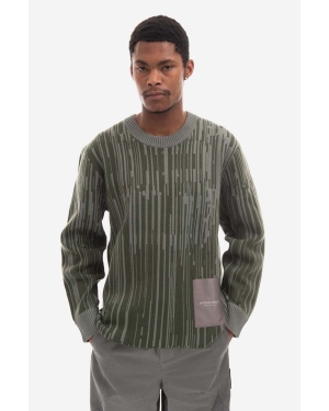 A-COLD-WALL* sweter wełniany Two-Tone Jacquard Knit kolor zielony ACWMK074-PINEGREEN