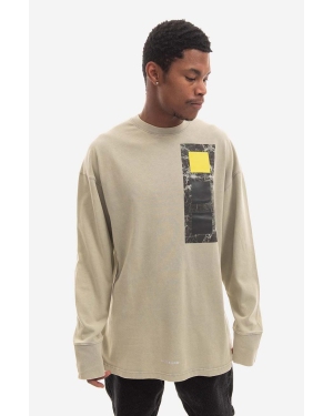 A-COLD-WALL* longsleeve bawełniany Relaxed Cubist LS T-shirt kolor szary z nadrukiem ACWMTS098-MOSSGREEN