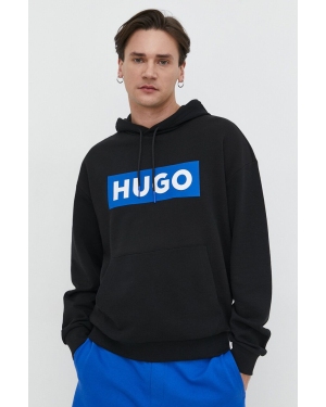 Hugo Blue bluza męska kolor czarny z kapturem z nadrukiem 50522370