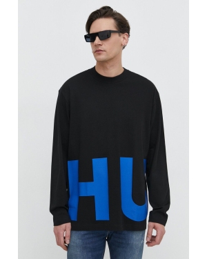 Hugo Blue longsleeve bawełniany kolor czarny z nadrukiem 50509775