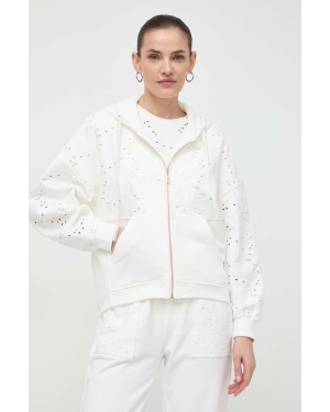 Twinset bluza damska kolor biały z kapturem gładka