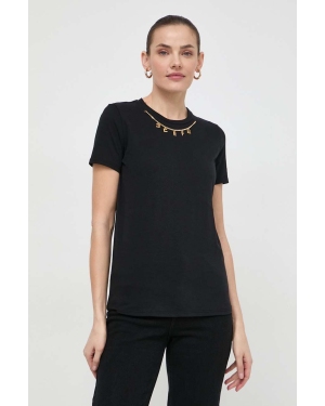 Elisabetta Franchi t-shirt bawełniany damski kolor czarny MA01141E2