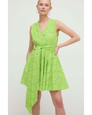 Silvian Heach sukienka bawełniana kolor zielony mini rozkloszowana