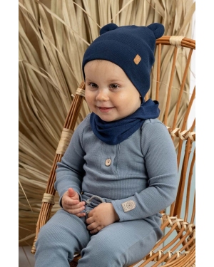 Jamiks czapka bawełniana dziecięca TOMAR kolor niebieski z cienkiej dzianiny