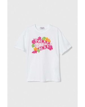 Pinko Up t-shirt bawełniany dziecięcy kolor biały