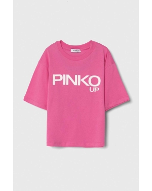 Pinko Up t-shirt bawełniany dziecięcy kolor różowy