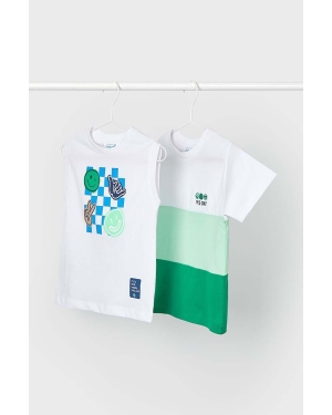 Mayoral t-shirt bawełniany dziecięcy 2-pack kolor biały z nadrukiem