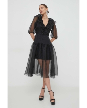 Custommade sukienka Jaquelina kolor czarny midi rozkloszowana 999344483