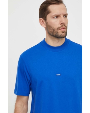Hugo Blue t-shirt bawełniany męski kolor niebieski gładki 50509991
