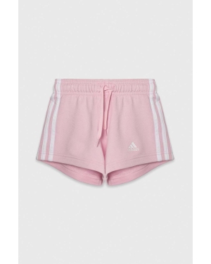 adidas szorty dziecięce kolor różowy z aplikacją regulowana talia