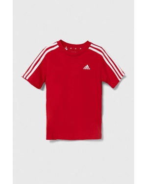 adidas t-shirt bawełniany dziecięcy kolor czerwony z aplikacją