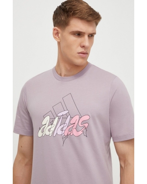 adidas t-shirt bawełniany męski kolor fioletowy z nadrukiem IN6244