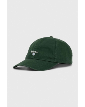 Barbour czapka z daszkiem bawełniana kolor zielony z aplikacją