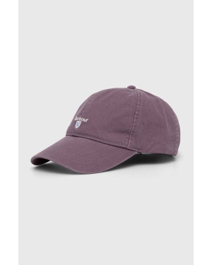 Barbour czapka z daszkiem bawełniana kolor fioletowy z aplikacją