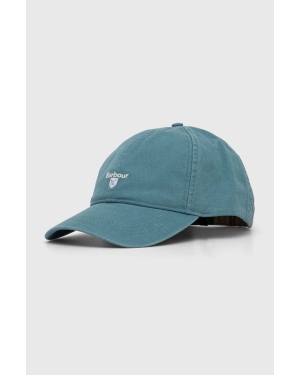 Barbour czapka z daszkiem bawełniana kolor niebieski z aplikacją
