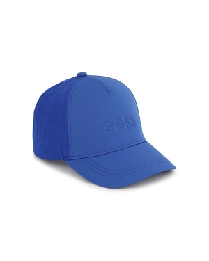 BOSS czapka z daszkiem dziecięca kolor niebieski z aplikacją