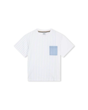 BOSS t-shirt bawełniany dziecięcy kolor biały wzorzysty
