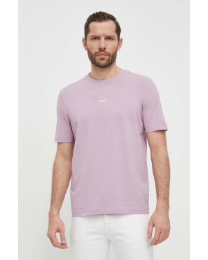BOSS t-shirt BOSS ORANGE męski kolor fioletowy gładki 50473278